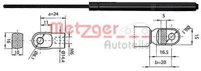 Gas Spring, bonnet METZGER AUTOTEILE 2110377