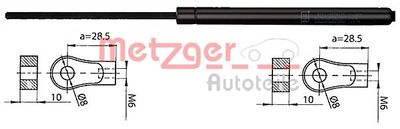 Gas Spring, bonnet METZGER AUTOTEILE 2110405