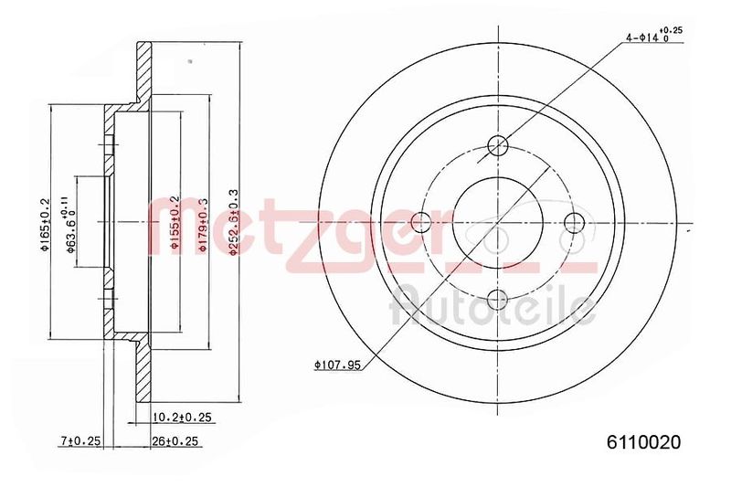 METZGER AUTOTEILE 6110020 Brake Disc