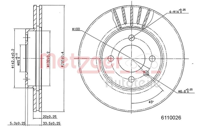 METZGER AUTOTEILE 6110026 Brake Disc