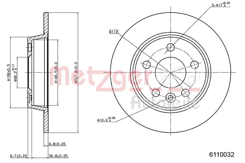METZGER AUTOTEILE 6110032 Brake Disc