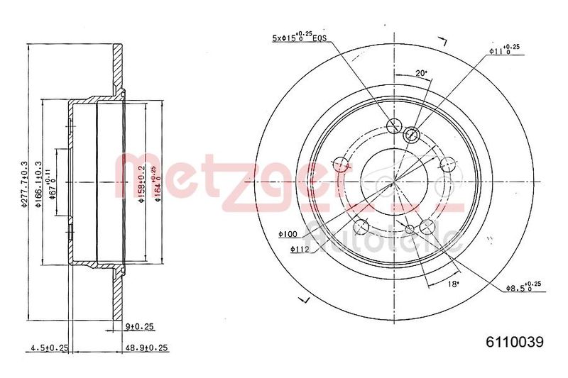 METZGER AUTOTEILE 6110039 Brake Disc