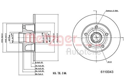 Brake Disc METZGER AUTOTEILE 6110043