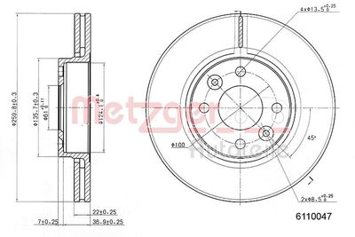 Brake Disc METZGER AUTOTEILE 6110047