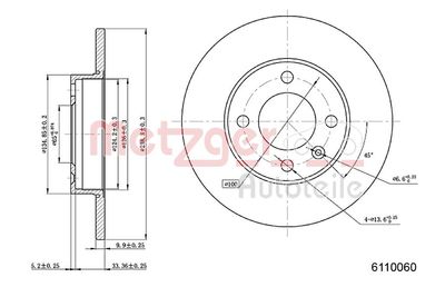 Brake Disc METZGER AUTOTEILE 6110060