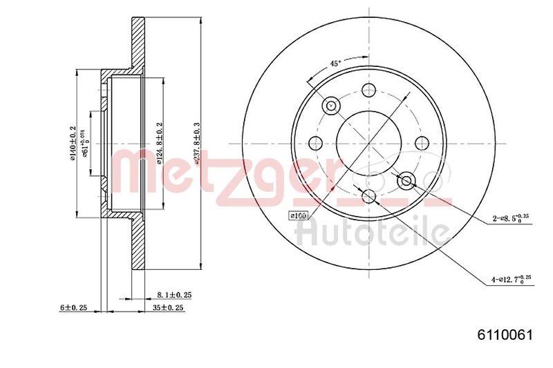 METZGER AUTOTEILE 6110061 Brake Disc