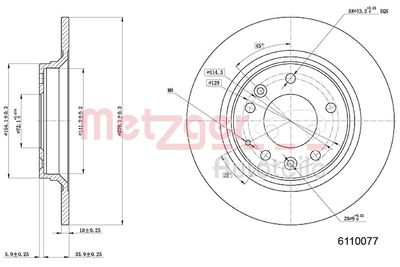 Brake Disc METZGER AUTOTEILE 6110077