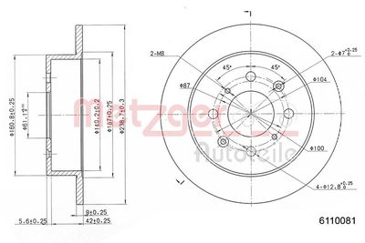 Brake Disc METZGER AUTOTEILE 6110081