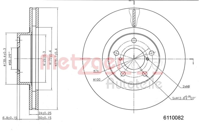 METZGER AUTOTEILE 6110082 Brake Disc