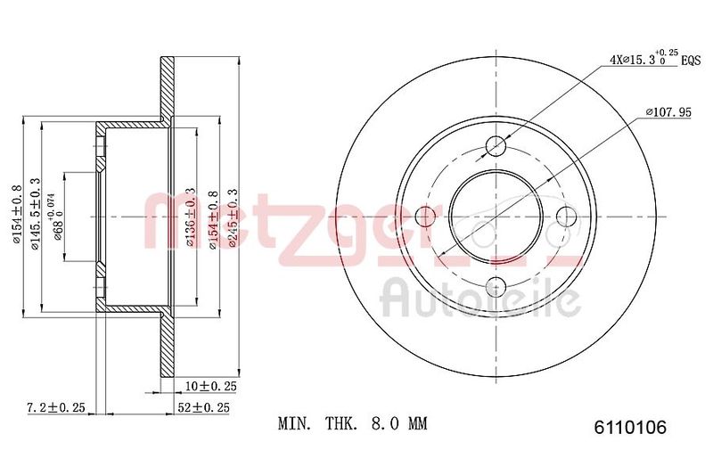 METZGER AUTOTEILE 6110106 Brake Disc