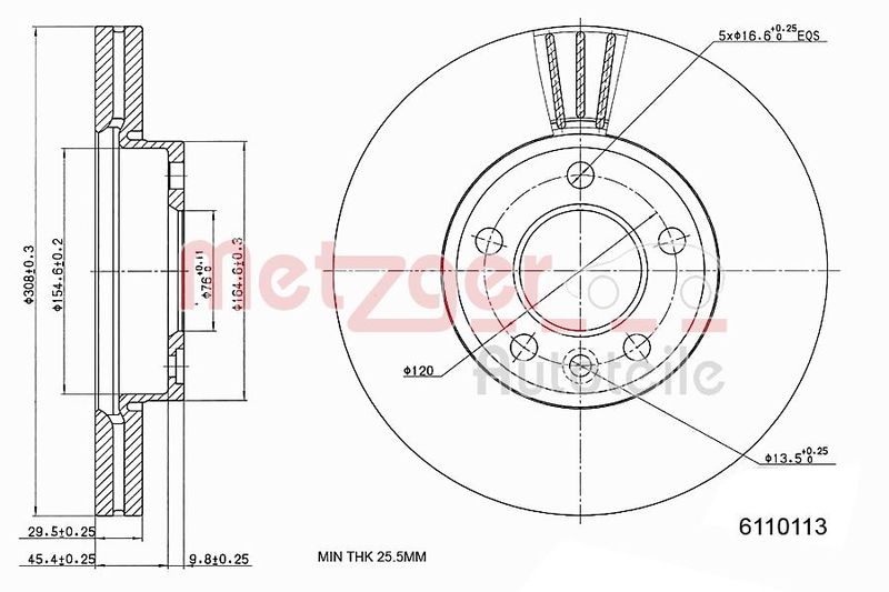METZGER AUTOTEILE 6110113 Brake Disc