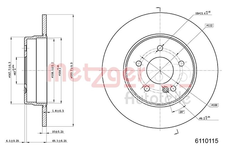 METZGER AUTOTEILE 6110115 Brake Disc