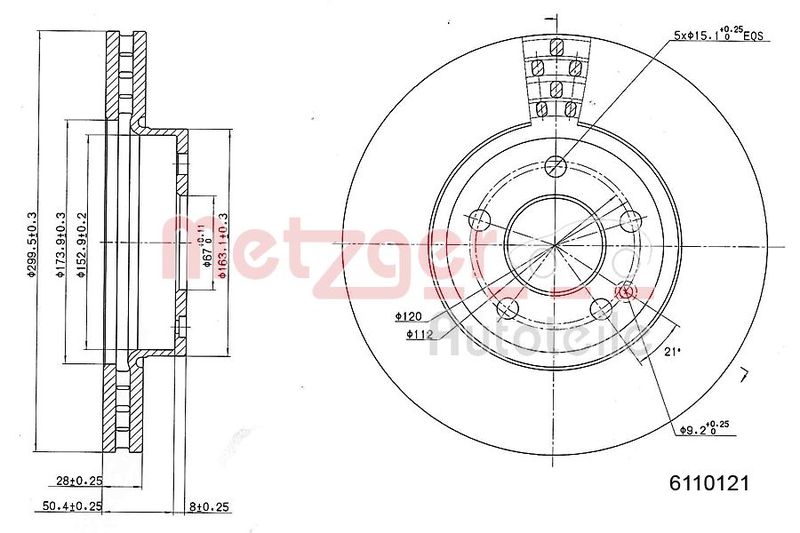 METZGER AUTOTEILE 6110121 Brake Disc