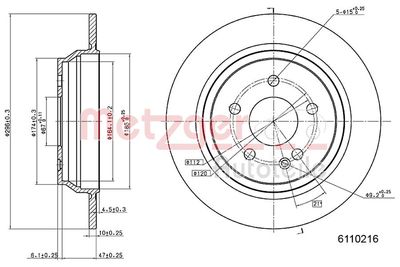 Brake Disc METZGER AUTOTEILE 6110126
