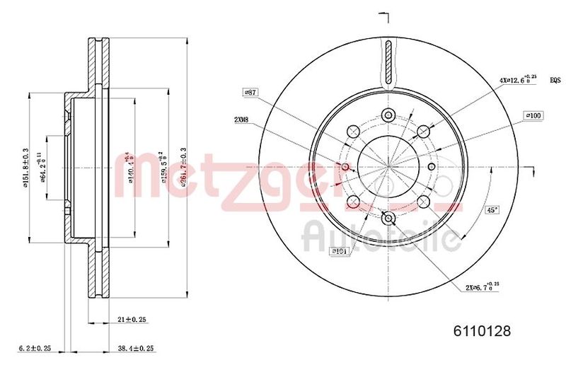 METZGER AUTOTEILE 6110128 Brake Disc