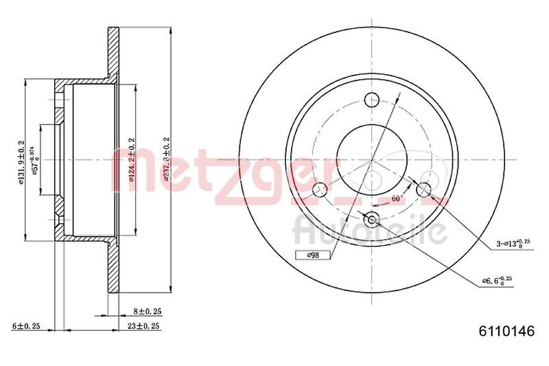 METZGER AUTOTEILE 6110146 Brake Disc