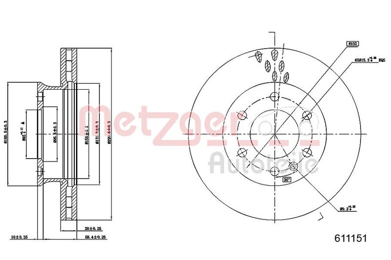 METZGER AUTOTEILE 6110151 Brake Disc