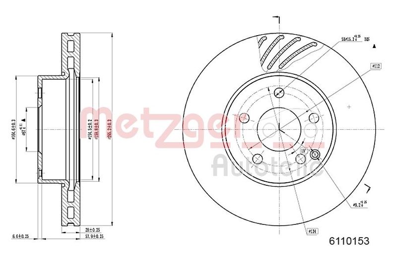 METZGER AUTOTEILE 6110153 Brake Disc