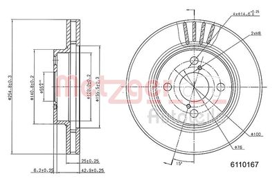 Brake Disc METZGER AUTOTEILE 6110167