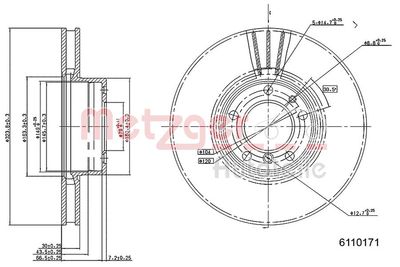 Brake Disc METZGER AUTOTEILE 6110171