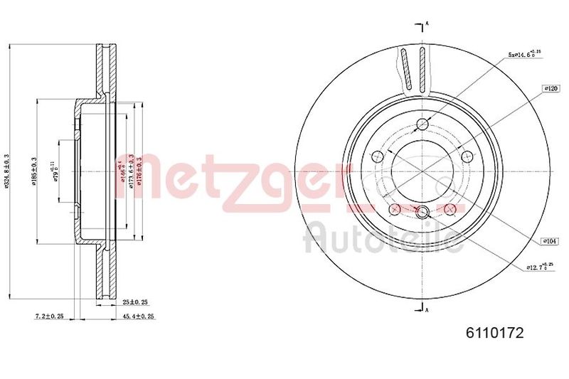 METZGER AUTOTEILE 6110172 Brake Disc