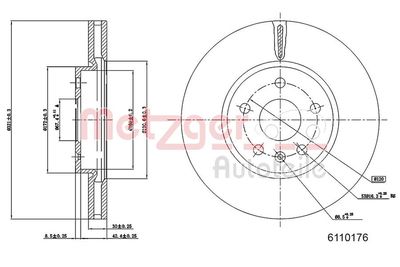 Brake Disc METZGER AUTOTEILE 6110176