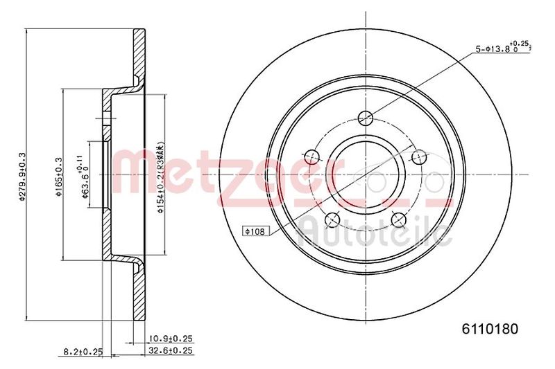METZGER AUTOTEILE 6110180 Brake Disc