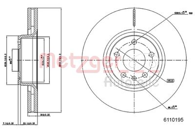 Brake Disc METZGER AUTOTEILE 6110195