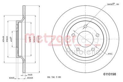 Brake Disc METZGER AUTOTEILE 6110198