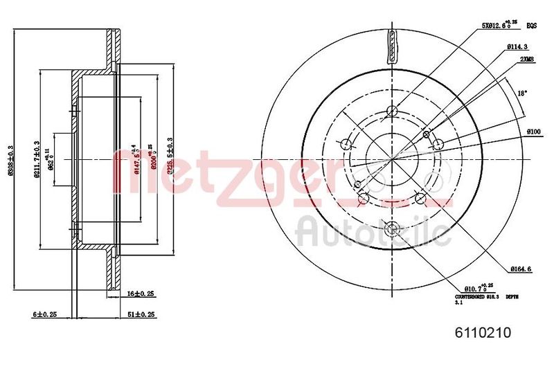 METZGER AUTOTEILE 6110210 Brake Disc