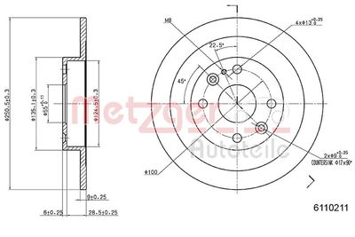 Brake Disc METZGER AUTOTEILE 6110211