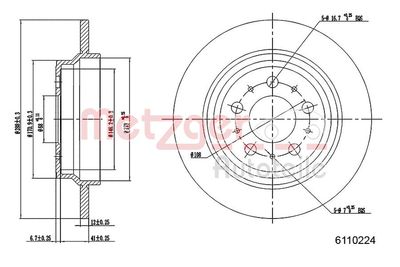Brake Disc METZGER AUTOTEILE 6110224