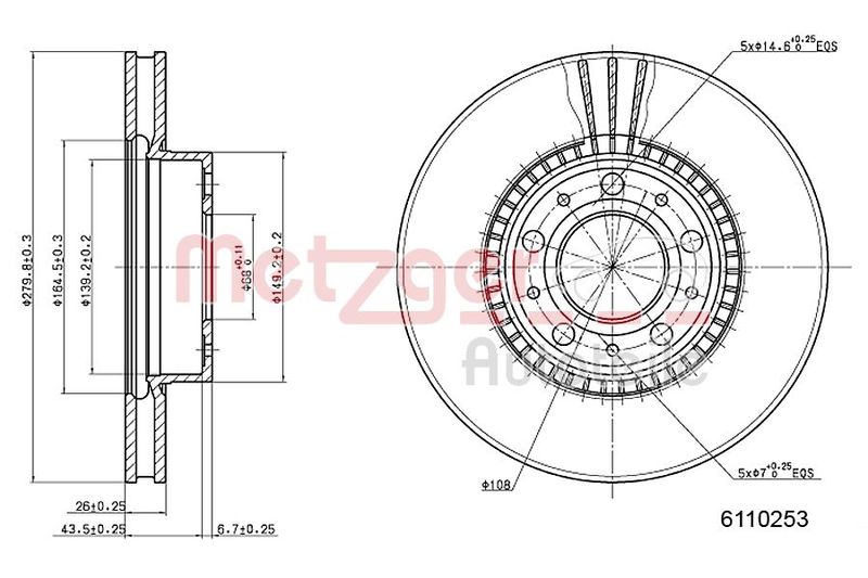 METZGER AUTOTEILE 6110253 Brake Disc