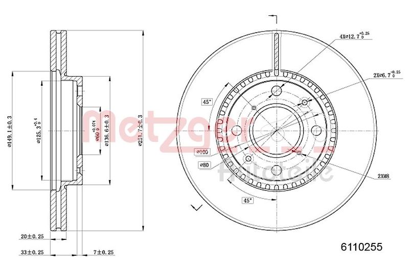 METZGER AUTOTEILE 6110255 Brake Disc