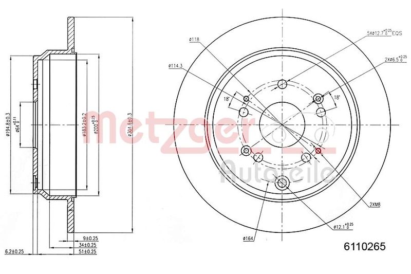 METZGER AUTOTEILE 6110265 Brake Disc