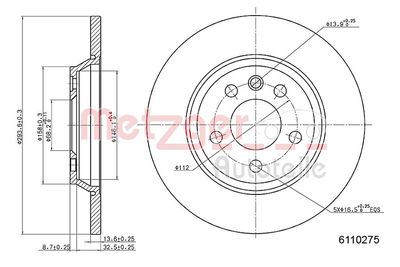 Brake Disc METZGER AUTOTEILE 6110275