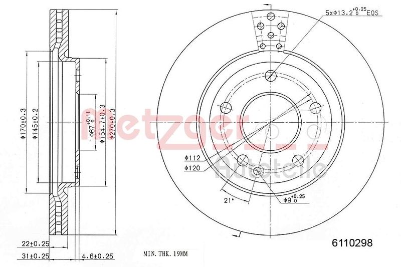 METZGER AUTOTEILE 6110298 Brake Disc
