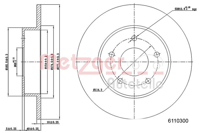 METZGER AUTOTEILE 6110300 Brake Disc
