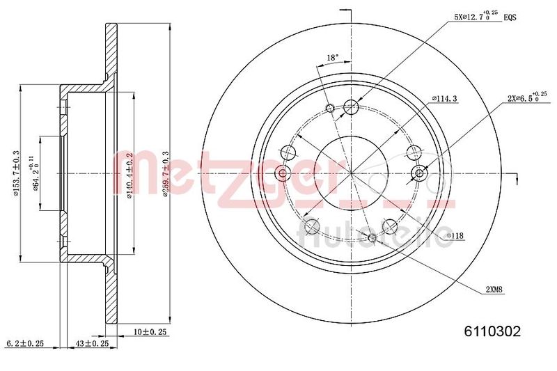 METZGER AUTOTEILE 6110302 Brake Disc