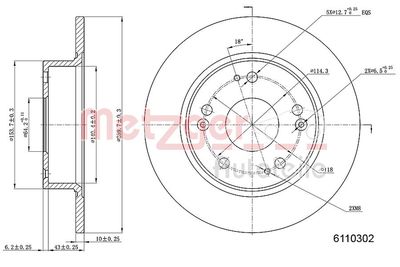 Brake Disc METZGER AUTOTEILE 6110302