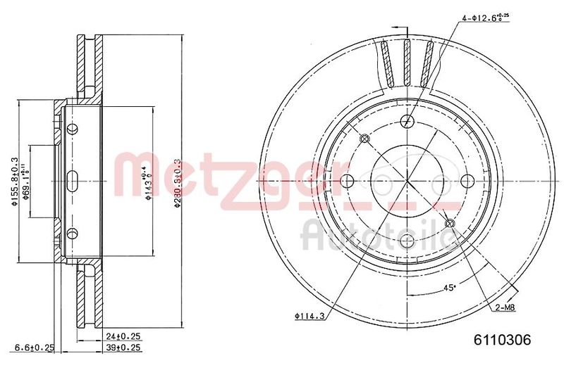 METZGER AUTOTEILE 6110306 Brake Disc