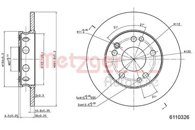 Brake Disc METZGER AUTOTEILE 6110326