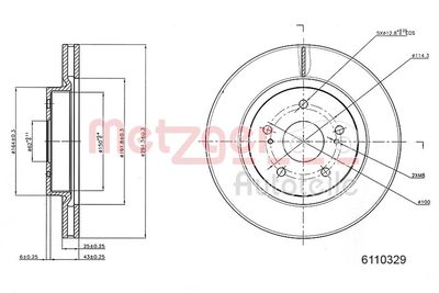 Brake Disc METZGER AUTOTEILE 6110329