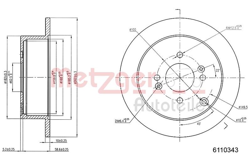 METZGER AUTOTEILE 6110343 Brake Disc