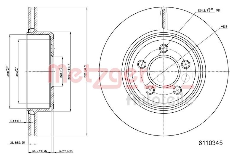 METZGER AUTOTEILE 6110345 Brake Disc