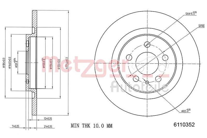 METZGER AUTOTEILE 6110352 Brake Disc