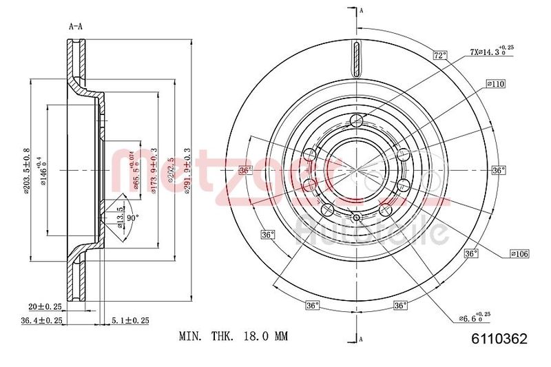 METZGER AUTOTEILE 6110362 Brake Disc