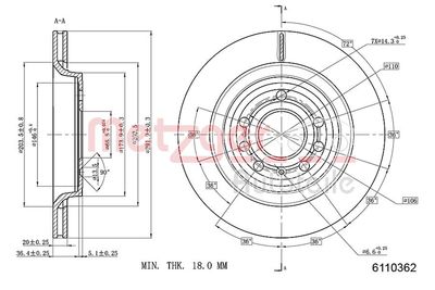 Brake Disc METZGER AUTOTEILE 6110362