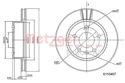 Brake Disc METZGER AUTOTEILE 6110407