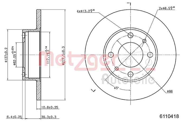 METZGER AUTOTEILE 6110418 Brake Disc